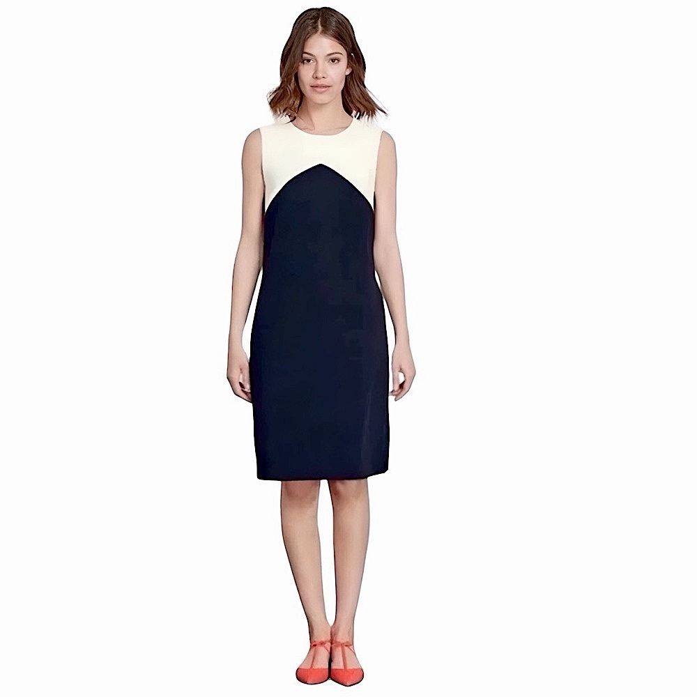 Boden Navy Edwina Ottoman Color Block Sleeveless Shift Dress Size 2